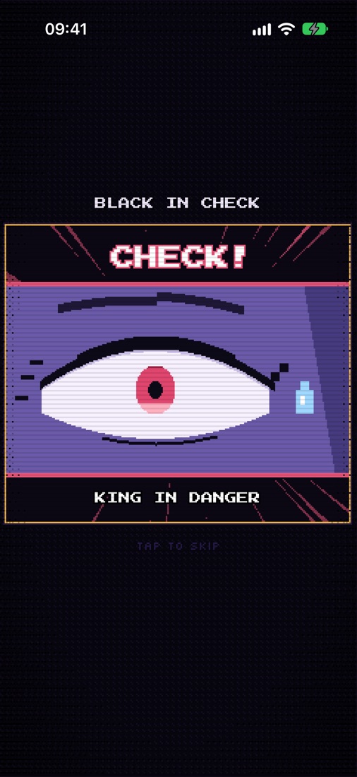 Check cutscene: close-up of the king's worried eye