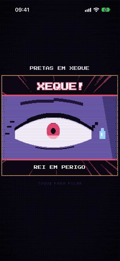 Cena de xeque: close no olho preocupado do rei
